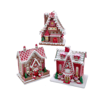 Preview: Kurt Adler GBJ0001 -  LED Lebkuchenhaus, Haus mit Gartenzaun, 9"